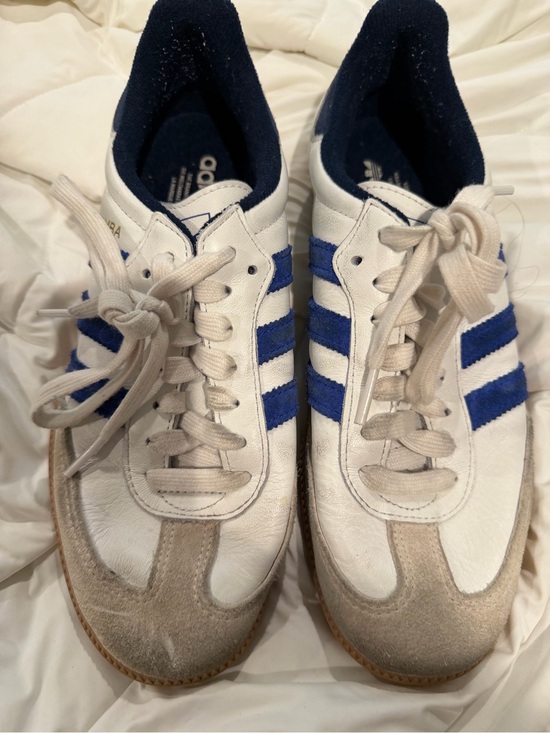 adidas Shoes - Adidas Originals Samba Leather Sneakers White Blue Gum Sole Women’s